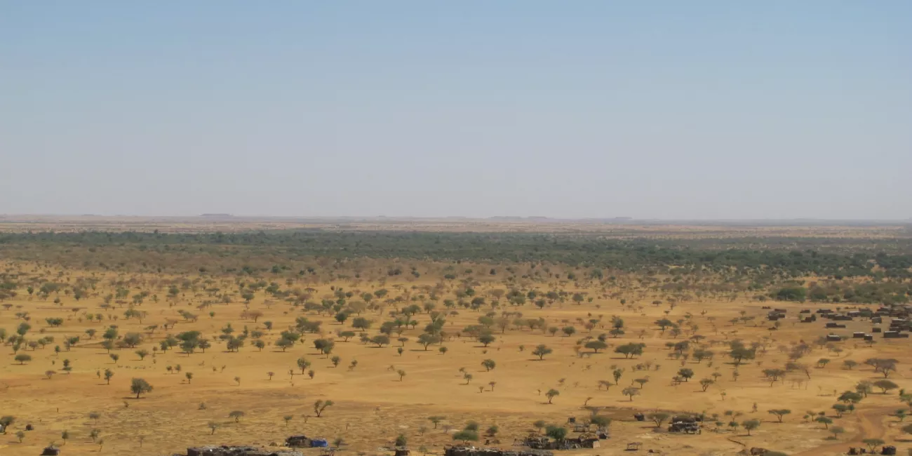 Aerial photo of the Sahel region, Burkina Faso. Close to gold mining.