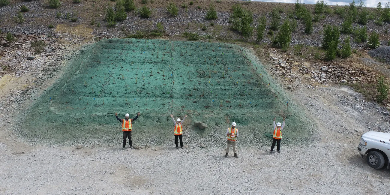 Ecological restoration team on the field in Canada.